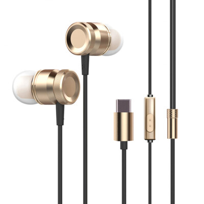 

USB Type-C In-Ear Wired Metal Earphone Headset USB-C Earphone Earbuds In-line Control w Mic for Xiaomi 6 Note 3 MIX 2 Letv LeEco