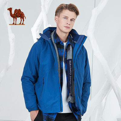 

Camel brand outdoor windproof warm multi-functional jacket mens three-in-one autumn&winter mountaineering jacket P8W245722 Pu Lan