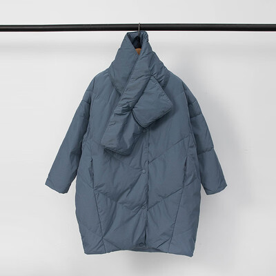 

Simple high-end womens detachable scarf collar white goose down jacket 90278