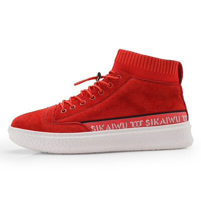 

Casual shoes stitching flat platform shoes with round head high shoes mens shoes Gaobang short boots