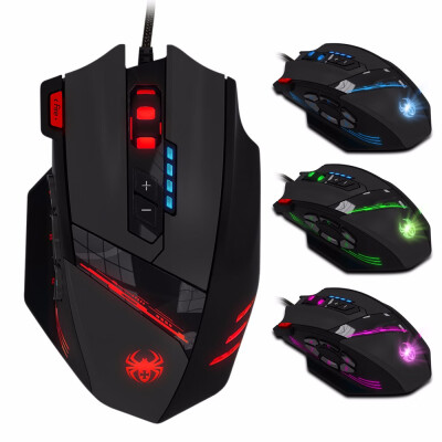 

ZELOTES C-12 Wired USB Optical Gaming Mouse 12 Programmable Buttons Computer Game Mice 4 Adjustable DPI 7 LED Lights