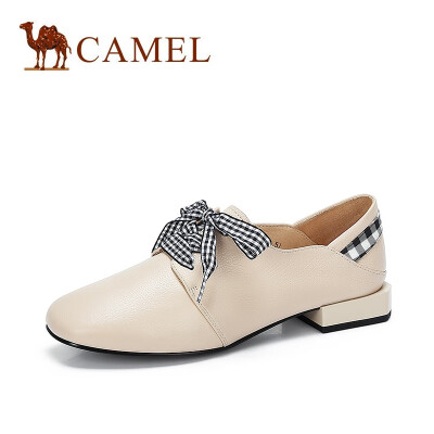 

Camel CAMEL ladies cute sweet plaid lace square head single shoes A910076123 beige 39