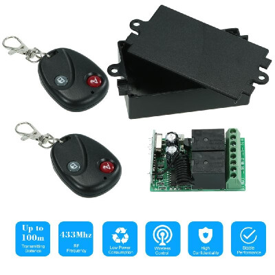 

433Mhz DC 12V 2CH Universal 10A Relay Wireless Remote Control Switch Receiver Module&5PCS 2 Key RF 433 Mhz Transmitter Remote