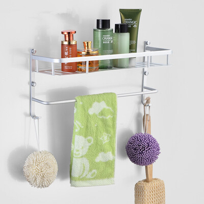 

Jiebi World Space Aluminum Punch-free Bathroom Shelf Bathroom Towel Rack Shower Gel with Hook