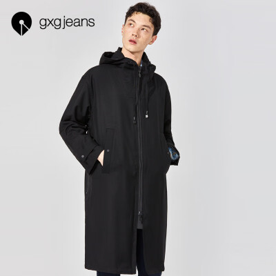 

Gxgjeans mens spring long trench coat mens knee trend casual hooded wool coat 181608127 black