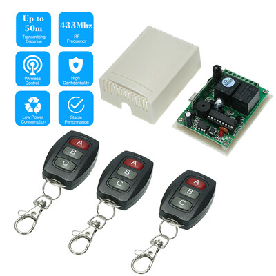 

433Mhz DC 12V 2CH Universal 10A Relay Wireless Remote Control Switch Receiver Module&5PCS 3 Key RF 433 Mhz Transmitter Remote