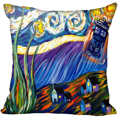 

Doctor Who Pillow Cover Bedroom Home Office Decorative Pillowcase Square Zipper Pillow Cases Satin Fabric No Fade
