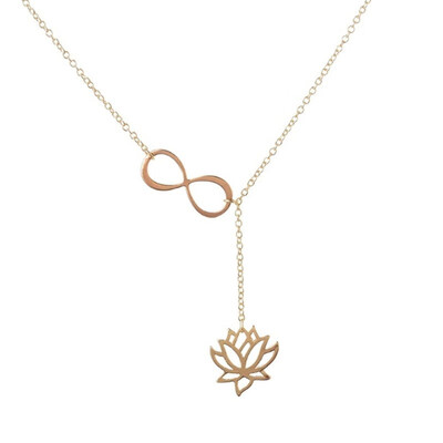 

Infinity Lotus Lariat Necklace Bridesmaid Gifts Flower Wedding Bridal Jewelry Engagement Necklace