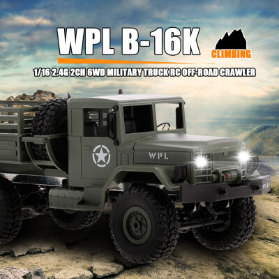 

WPL RC Car 116 Rock Crawler Off-Road 6WD Military Truck Car With Light Gift for Kids RTR