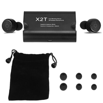 

X2T True Wireless Bluetooth Headphones In-ear Stereo Bluetooth 42 Sport Headsets Music Hands-free w Mic 1500 mAh Charging Box Bl