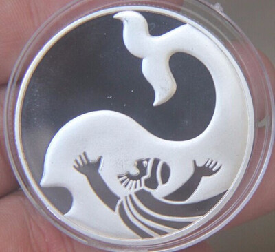 

40mm The Story of Jonah&the Whale Bible Story Israel Silver Plated Souvenir Coin Medal