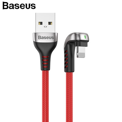 

Baseus LED Elbow USB Cable for iPhone Xs Max 24A Fast Charging Cable Data Line for IOS iPhone XR Xs X 8 7 6 Phone Game Cable