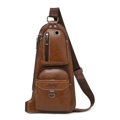 

JEEP BULUO Men Messenger Bags New Hot Crossbody Shoulder Bag Famous Brand Mans Leather Sling Chest Bag Fashion Casual 6196