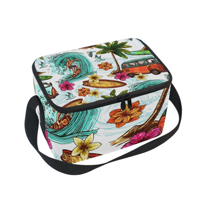 

ALAZA Lunch Box Insulated Lunch Bag Large Cooler Surfer Man And Summer Bus Tote Bag