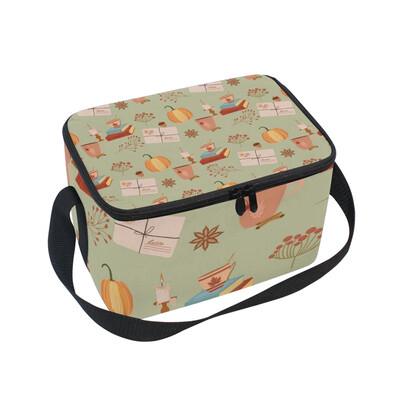 

ALAZA Lunch Box Insulated Lunch Bag Large Cooler Autumn Seamless Pattern Tote Bag