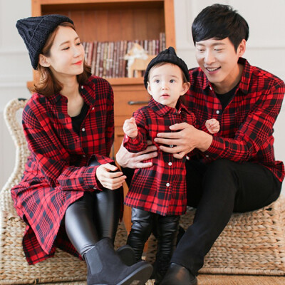 

Family matching mother daughter father son dad mommy&me clothes family look girls korean clothing women chouple plaid shirt