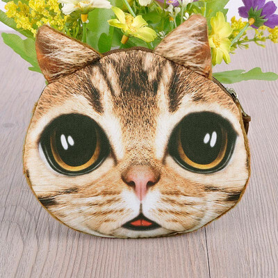

New Casual Handbag Purse Cute Fashion Women Coin Purse Cat Animal Print Mini Wallet Zipper Closure Small Clutch Bag