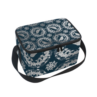 

ALAZA Insulated Lunch Box Blue Bird Design Lunch Bag for Men Women Portable Tote Bag Cooler Bag
