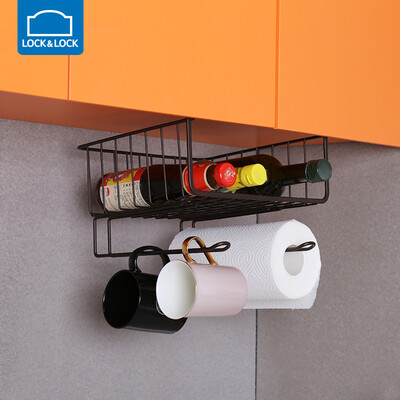 

Locks LOCK & LOCK cabinet compartment racks spice rack storage bracket wrought iron racks free punch hook storage rack dish rack LWR109 brown