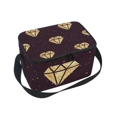 

ALAZA Lunch Box Insulated Shining Golden Diamonds Lunch Bag Large Cooler Tote Bag for Men Women