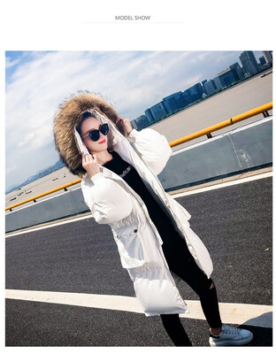 

2018 Korean womens fashion relaxed warm warm thick wool collar cotton jacket temperament leisure pure color down jacket