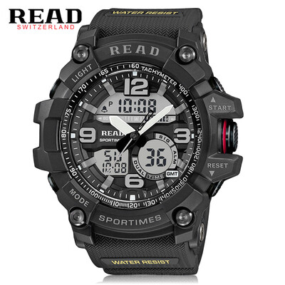 

READ R90001 Male Watch Dual Movement Luminous Resin Strap Sports Wristwatch