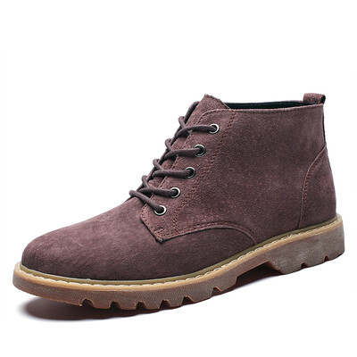 

Mens Boots Genuine Leather Martin Boots Fashion Lace Up Shoes Casual Breathable Grey Black Brown Size 38-46