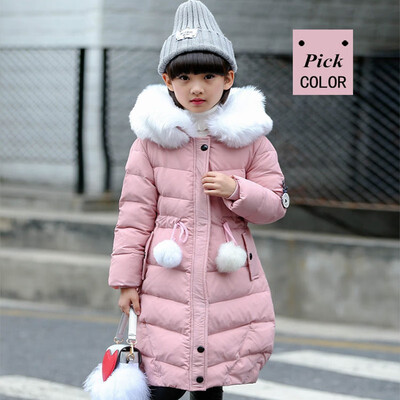 

Hot 2019 girls Winter New Cotton Jackets Girls Fashion Fur Collar Letters Coats Girl Thickening Hooded Warm Jacket kids clothes