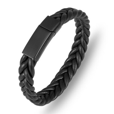 

Fashion Punk Rock Men Bracelet Titanium Stainless Steel Cuff Bracelet Braid Rope Wrist Chain Jewelry