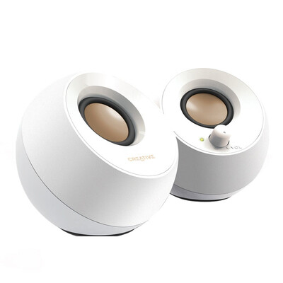 

Creative PEBBLE "Cobblestone" Speaker 20 Desktop Audio Laptop Speaker Double-sided Vibration Sound Quality Full Small&Powerful White