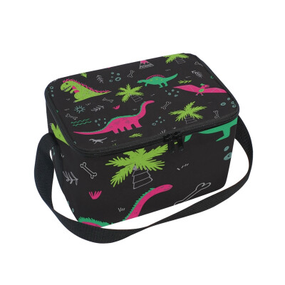 

ALAZA Insulated Lunch Box Colorful Dinosaurs Lunch Bag for Men Women Portable Tote Bag Cooler Bag