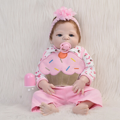 

23 Inch Lifelike Reborn Baby Doll 57 cm Full Vinyl Body Lovely Bebe Doll Reborn Boneca Menina Kid Birthday Gift Bath Toy