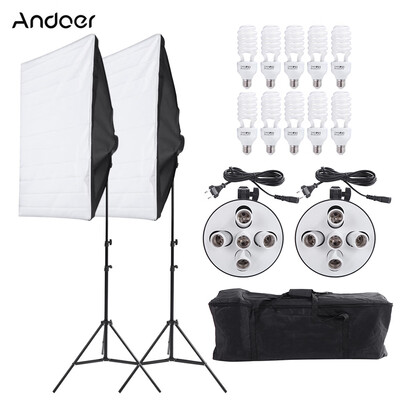 

Andoer Photography Studio Portrait Product Light Lighting Tent Kit Photo Video Equipment2 Softbox2 5in1 Light Socket10 45