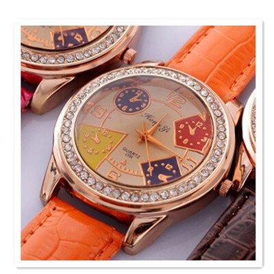 

2018 womens five places contrast color steel original diamond diamonds watch color time zone dial