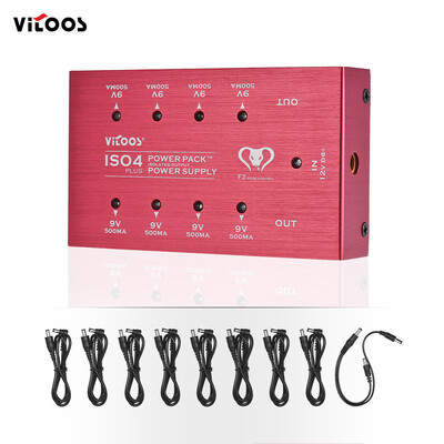 

VITOOS ISO4PLUS Compact Guitar Effects Power Supply Power Pack Station 8 Isolated DC 9V Outputs Max 500mA with Short Circuit Prot