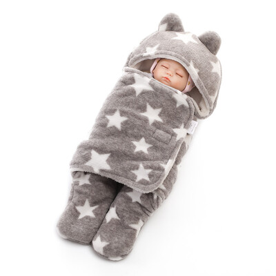 

Baby Swaddle Wrap Soft Warm Coral Fleece Hooded Sleepsack Anti-kicking Sleeping Bag Stroller Blanket For 0-12 Months Baby Girl Boy