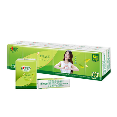 

Heart-printed handkerchief paper tea series 4 layers of 8 paper towels 12 packs hardcover new&old packaging random delivery