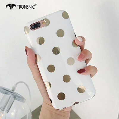 

Tronsnic Polka Dots Phone Case for iPhone X XS Soft Gold Dots Case White Black Luxury Cover Capa