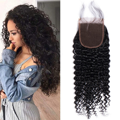 

Brazilian Virgin Hair Kinky Curly 8A Swiss Lace Closure 100 Peruvian Virgin Hair Closure Natural Black