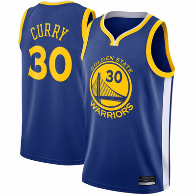 

2019 New Mens Golden State Warriors 30 Stephen Curry Blue Black Yellow White Basketball Jersey Size -XXL