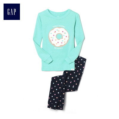 

GAP flagship store female young donut pattern long-sleeved underwear set home service 368661 ice blue 18-24M