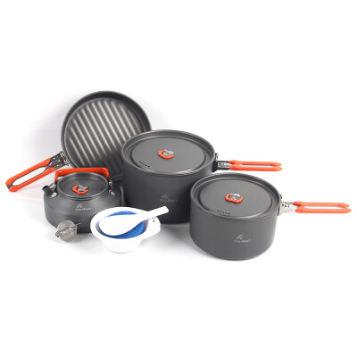 

Outdoor Camping 8Pcs Cookware Set Hiking Backpacking Picnic Cooking Pot Frypan Kettle Set with Foldable Handle for 2 - 3 People
