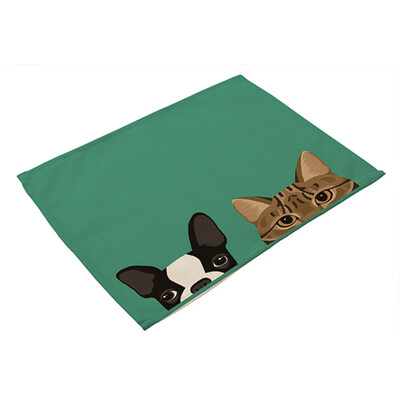 

Animal Pattern Polyester Placemat Heat-resistant Stain-resistant Anti-slip Table Mat Bowl Coaster Dining Tableware Pad for Dining