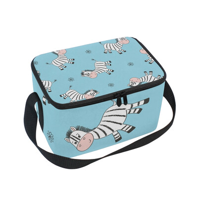 

ALAZA Insulated Lunch Box Cute Zebra Pattern Lunch Bag for Men Women Portable Tote Bag Cooler Bag