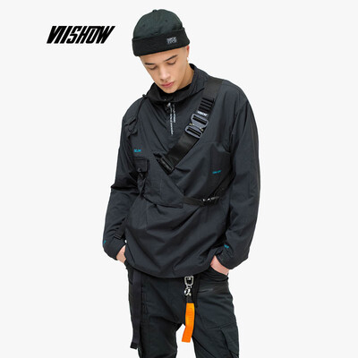 

Weixiu viishow 2019 spring new jacket male Korean version of the tide brand mens gak shirt youth windproof jacket stand collar JC1117191 black S
