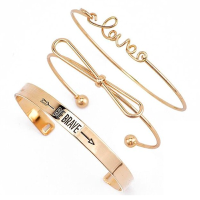 

4 Pcs Set women bracelets Bohemian Leaves Knot Round Chain Opening Gold Bracelet Set Women Fashion Apparel Jewelry