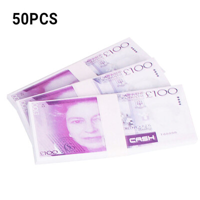 

50Pcs Realistic Fake Play Money Pounds Euro Notes Training Collect Learning Banknote Double-Sided Printing for Movie Advertising M