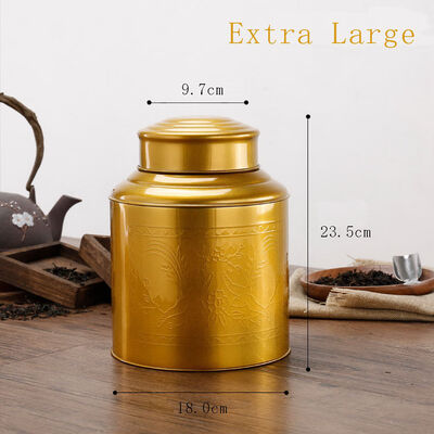 

Golden Stainless Steel Canister Tea Caddy Coffee Herb Container With Double Lids Extra Large 5000ml