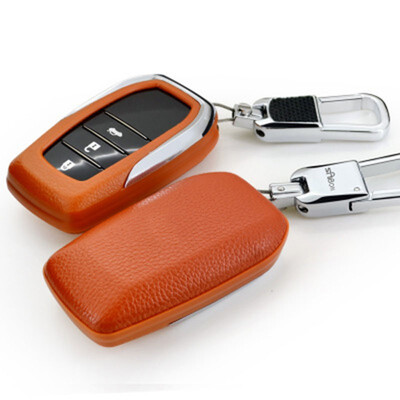 

Fit For Toyota Highlander Prado Crown Camry RAV4 Reiz Car Key Cover Case Top Layer Leather Car Key Case