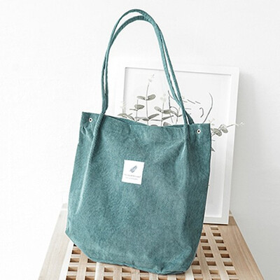 

Women Corduroy Handbags 2019 Simple Large Capacity Simple Shoulder Bag for women Foldable Reusable Shopping Bags